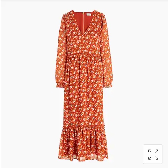 BNWT J CREW crinkle flounce midi dress - Picture 1 of 5
